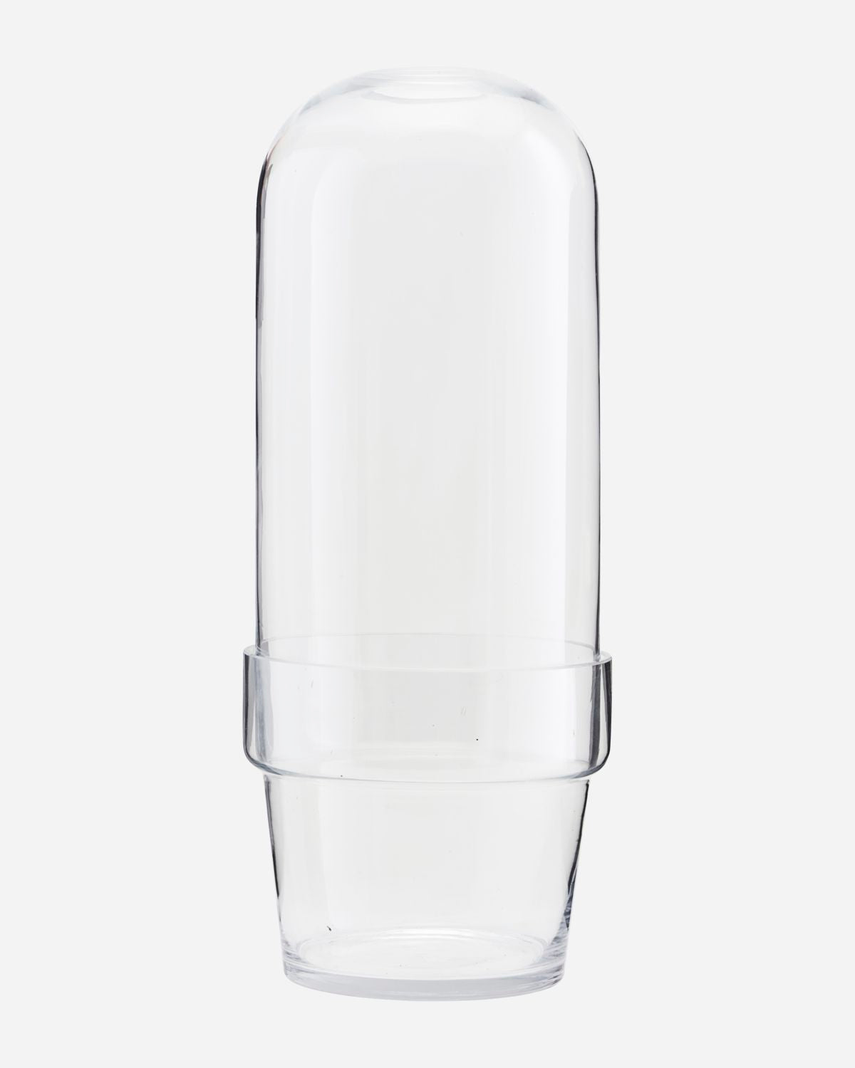 Grande cloche de verre avec cache pot transparent